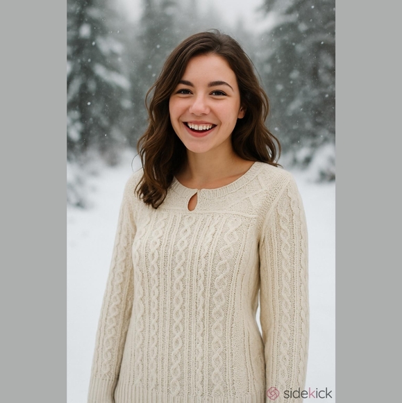 Denim&Co Sweaters - Oatmeal Linen Cable Knit Sweater